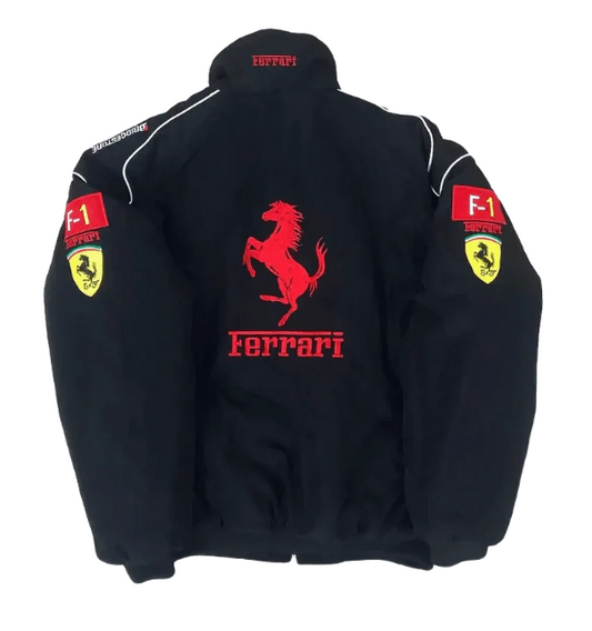 Unisex Ferrari Black Bomber Racing Jacket
