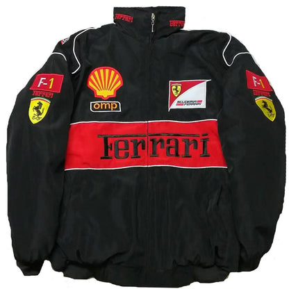 Unisex Ferrari Black Bomber Racing Jacket