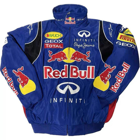 F1 RedBull Embroidered Vintage Racing Jacket Blue